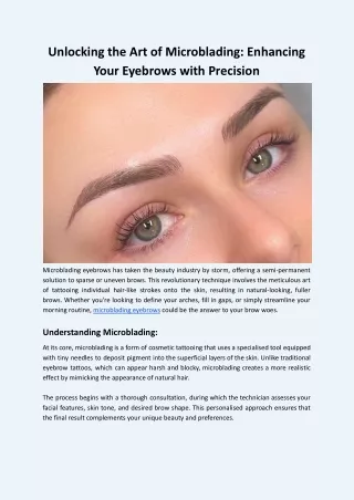 Unlocking the Art of Microblading: Enhancing Your Eyebrows with Precision