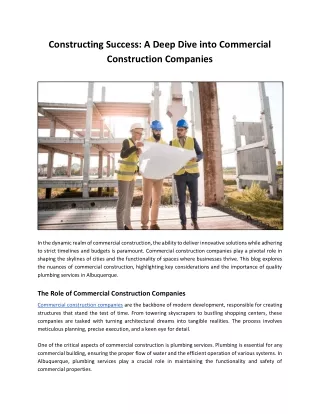 Unleash Success with Premier Commercial Construction Companies