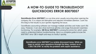 Ultimate guide for fixing QuickBooks Desktop Error 80070057