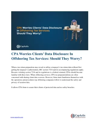 Navigating Offshore Tax Services: Addressing CPA Worries