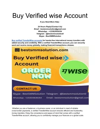 Buy Verified wise Account