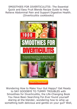 (❤️pdf)full✔download SMOOTHIES FOR DIVERTICULITIS: The Essential Quick and