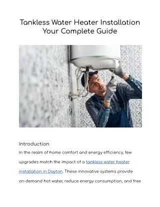 Tankless Water Heater Installation Your Complete Guide