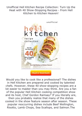 download⚡[PDF]❤ Unofficial Hell Kitchen Recipe Collection: Turn Up the Heat