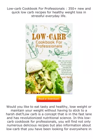Download⚡(PDF)❤ Low-carb Cookbook For Professionals : 350+ new and quick lo