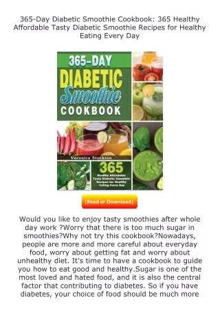 PDF✔Download❤ 365-Day Diabetic Smoothie Cookbook: 365 Healthy Affordable Ta