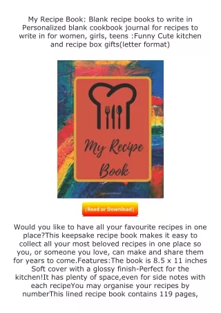 ❤️get (⚡️pdf⚡️) download My Recipe Book: Blank recipe books to write in Per