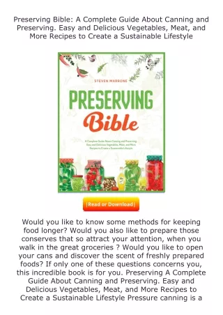 ✔️READ ❤️Online Preserving Bible: A Complete Guide About Canning and Preser