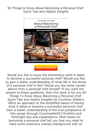 [PDF]❤READ⚡ 50 Things to Know About Becoming a Personal Chef: Quick Tips an