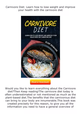 download⚡[PDF]❤ Carnivore Diet: Learn how to lose weight and improve your h