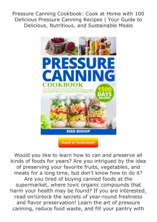Download❤[READ]✔ Pressure Canning Cookbook: Cook at Home with 100 Delicious