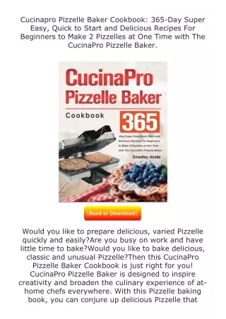 ❤PDF⚡ Cucinapro Pizzelle Baker Cookbook: 365-Day Super Easy, Quick to Start