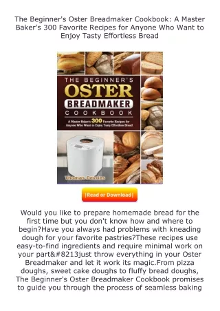 ✔️download⚡️ (pdf) The Beginner's Oster Breadmaker Cookbook: A Master Baker