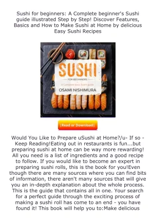 full✔download️⚡(pdf) Sushi for beginners: A Complete beginner's Sushi guide