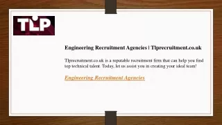 Engineering Recruitment Agencies Tlprecruitment.co.uk