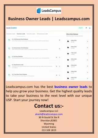 Business Owner Leads  Leadscampus.com
