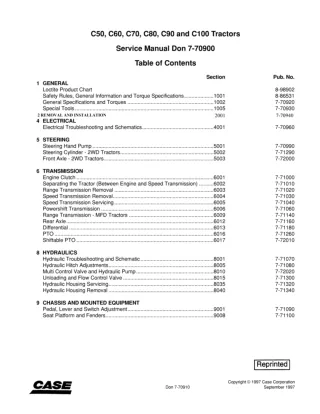 CASE IH C70 Tractor Service Repair Manual Instant Download