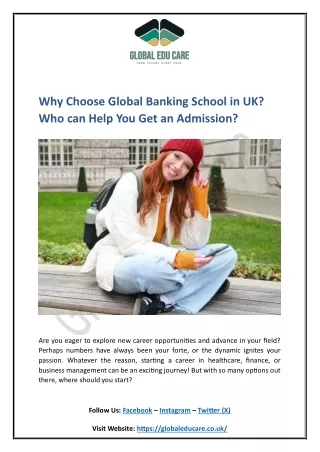 Why Choose Global Banking School in UK? Who can Help You Get an Admission?