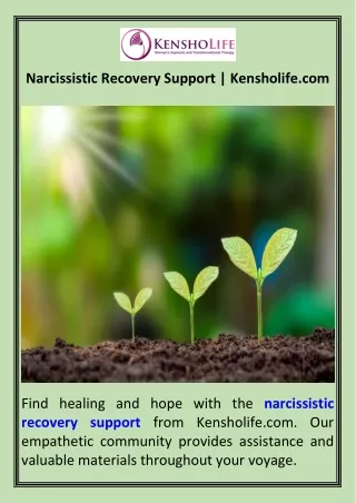 Narcissistic Recovery Support  Kensholife.com