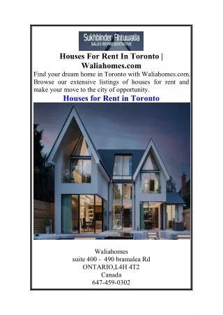 Houses For Rent In Toronto  Waliahomes.com