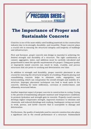 The Importance of Proper and Sustainable Concrete