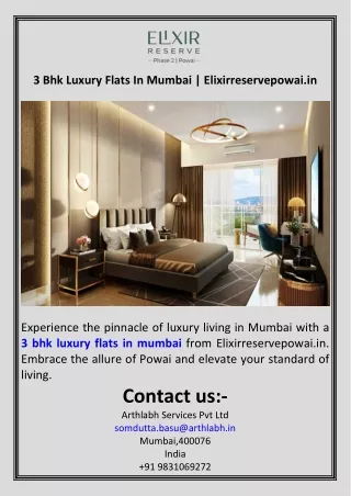 3 Bhk Luxury Flats In Mumbai  Elixirreservepowai.in