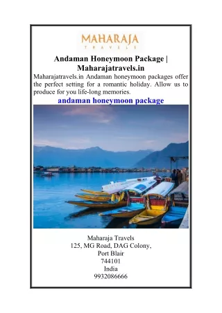 Andaman Honeymoon Package  Maharajatravels.in