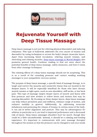 Rejuvenate Yourself with Deep Tissue Massage