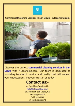 Commercial Cleaning Services In San Diego  A1sparkling.com
