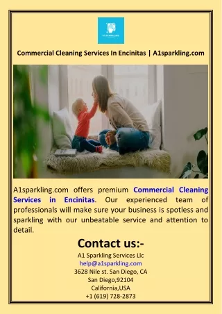 Commercial Cleaning Services In Encinitas  A1sparkling.com