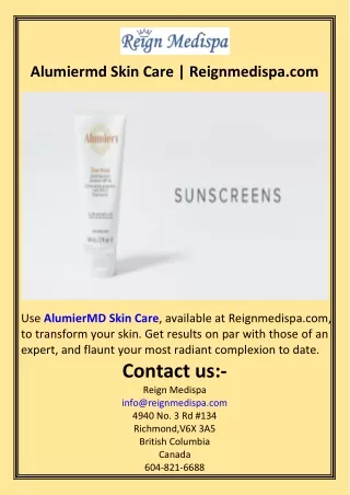 Alumiermd Skin Care | Reignmedispa.com