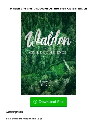 [READ]⚡PDF✔ Walden and Civil Disobedience: The 1854 Classic Edition