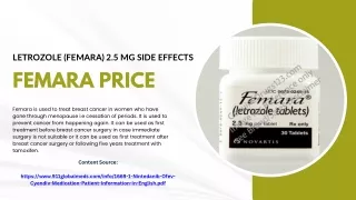 Letrozole (Femara) 2.5 mg side effects | Femara price
