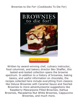 download⚡️ free (✔️pdf✔️) Brownies to Die For! (Cookbooks To Die For)