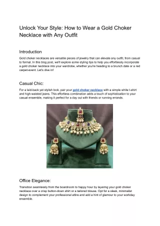 Unlock Your Style_ How to Wear a Gold Choker Necklace with Any Outfit
