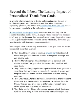 Beyond the Inbox: The Lasting Impact of Personalized Thank You Cards