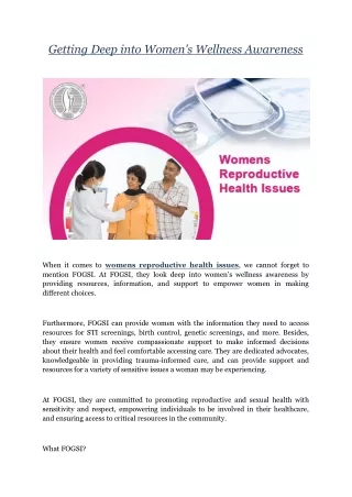 Getting Deep into Women's Wellness Awareness