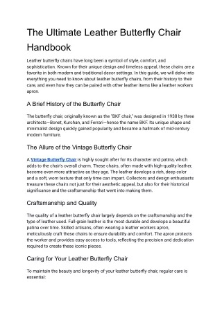 The Ultimate Leather Butterfly Chair Handbook