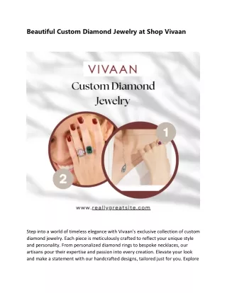 Beautiful Custom Diamond Jewelry at Shop Vivaan