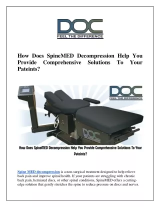 How Does SpineMED Decompression Help You Provide Comprehensive Solutions To Your Pateints