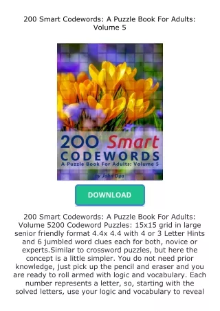 download⚡️ free (✔️pdf✔️) 200 Smart Codewords: A Puzzle Book For Adults: Vo