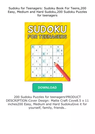 (❤️pdf)full✔download Sudoku for Teenagers: Sudoku Book For Teens,200 Easy,