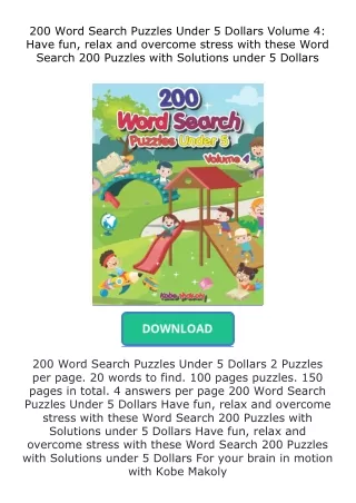 Pdf⚡(read✔online) 200 Word Search Puzzles Under 5 Dollars Volume 4: Have fu