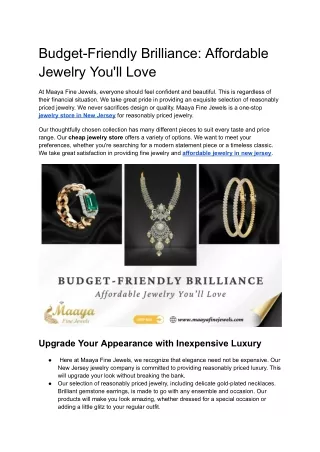 Budget-Friendly Brilliance: Affordable Jewelry You'll Love