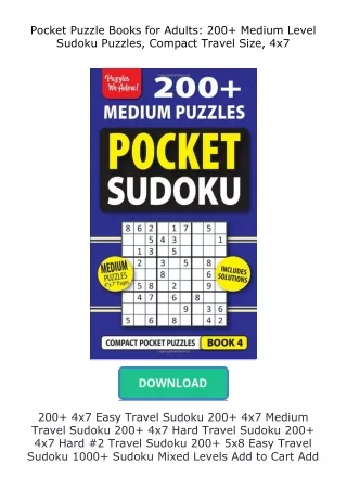pdf❤(download)⚡ Pocket Puzzle Books for Adults: 200+ Medium Level Sudoku Pu