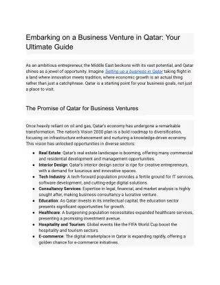 Embarking on a Business Venture in Qatar_ Your Ultimate Guide