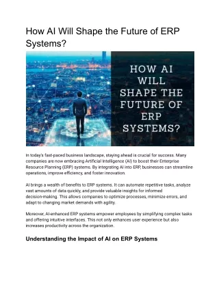 How AI Shape the Future of ERP Systems