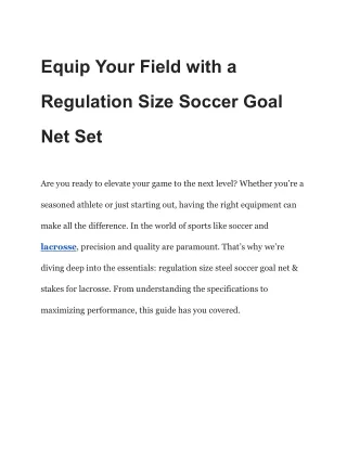 Equip Your Field with a Regulation Size Soccer Goal Net Set