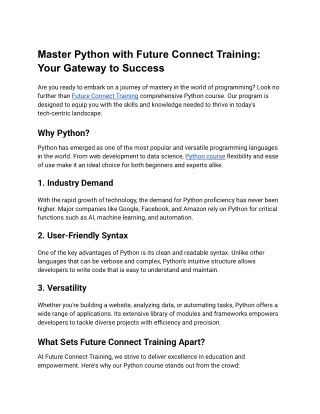 Master Python with Future Connect Training_ Your Gateway to Success