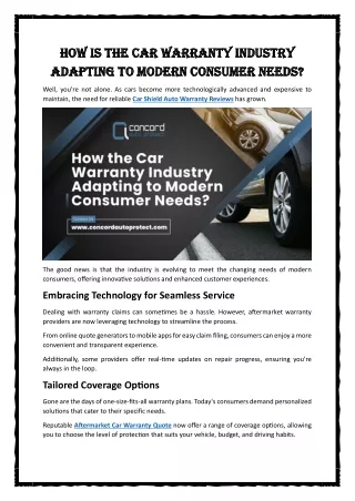 How is the Car Warranty Industry Adapting to Modern Consumer Needs